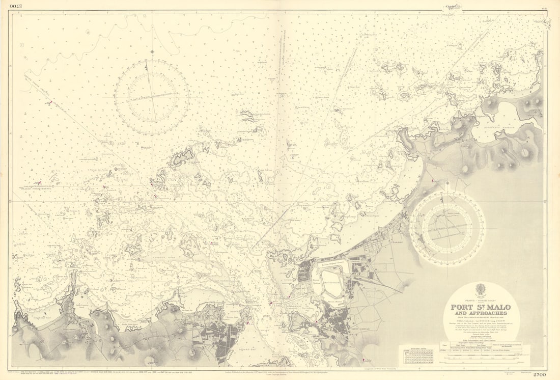 St Malo approaches. Dinard St Servan France. ADMIRALTY sea chart 1931 (1954) map (1 of 1)