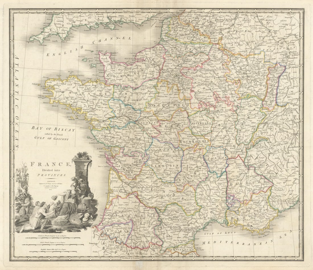 France divided into Provinces by James Wyld 1841 old antique map plan chart: Title: France divided into Provinces by James Wyld 1841 old antique map plan chart Description: France divided into Provinces' by Wyld, James. Published 1841 [dated]. Large folio decorative hand colou