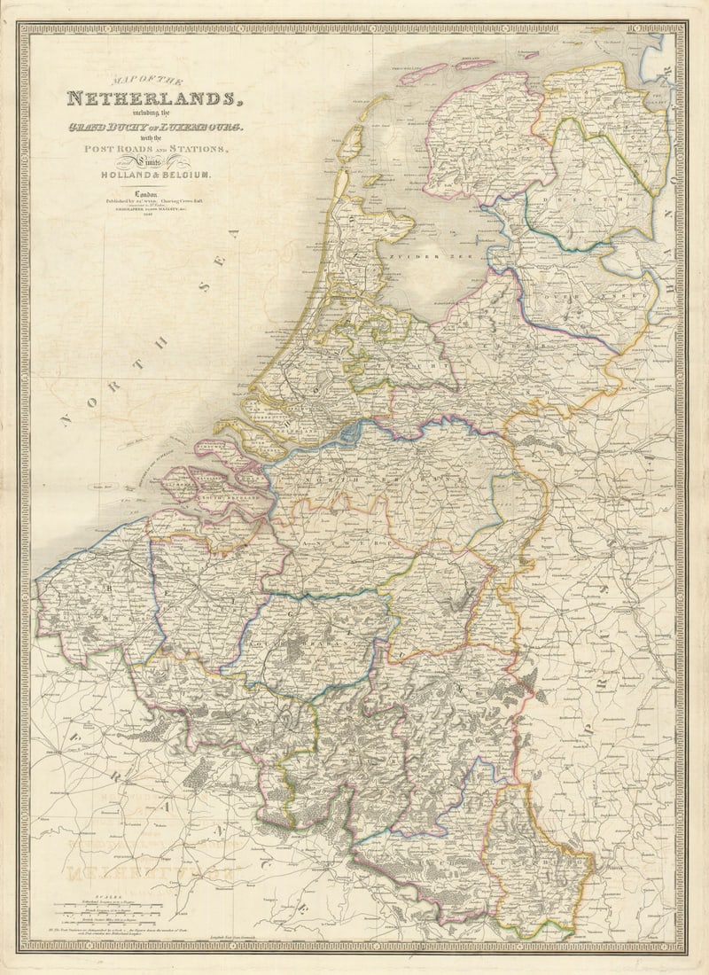 Map of the Netherlands including the Grand Duchy of Luxembourg… Wyld 1843: Title: Map of the Netherlands including the Grand Duchy of Luxembourg… Wyld 1843 Description: Map of the Netherlands, including the Grand Duchy of Luxembourg, with the Post Roads and Stations,