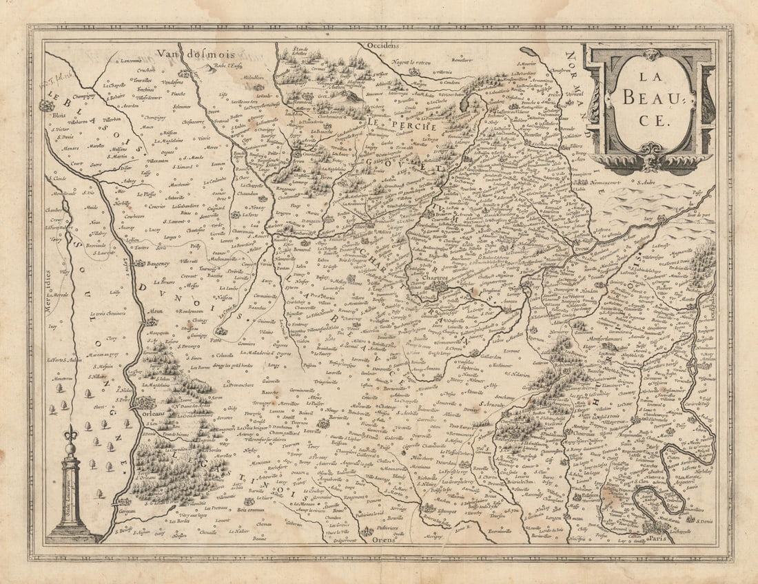 La Beauce. Eure-et-Loir, Loiret, Essonne & Loir-et-Cher. Janssonius c1631 map (1 of 1)