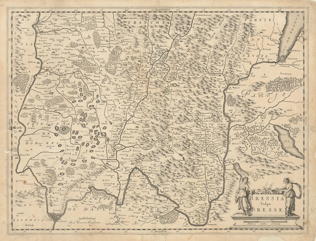 Bressia vulgo Bresse. Bresse. Ain department & Lyon by Janssonius c1645 map: Title: Bressia vulgo Bresse. Bresse. Ain department & Lyon by Janssonius c1645 map Description: Bressia vulgo Bresse [Bresse]. Bresse, now roughly corresponding with the department of Ain, and includi