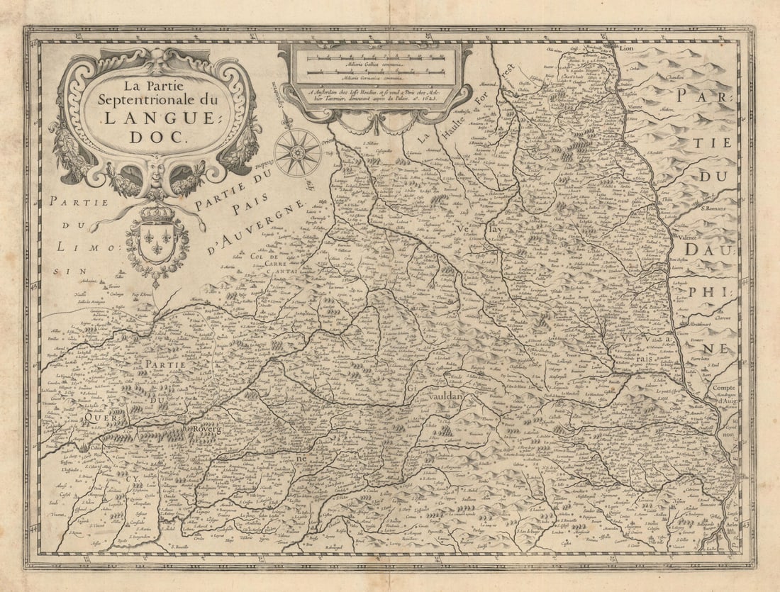 La Partie Septentrionale du Languedoc. Northern Languedoc. Hondius 1623 map: Title: La Partie Septentrionale du Languedoc. Northern Languedoc. Hondius 1623 map Description: La Partie Septentrionale du Languedoc [The Northern Part of Languedoc]. The Northern Part of Languedoc,