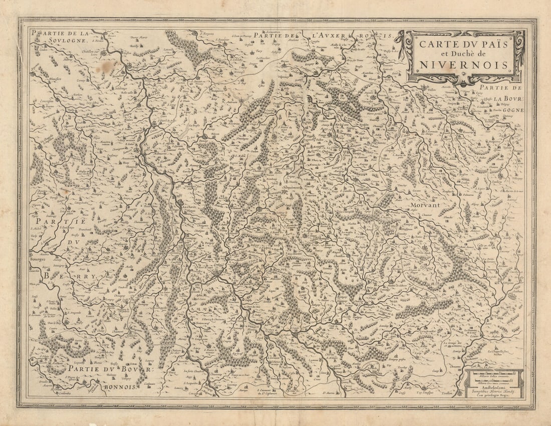 Carte du Païs et Duchè de Nivernois. Nièvre / Cher by Henricus Hondius c1631 map (1 of 1)