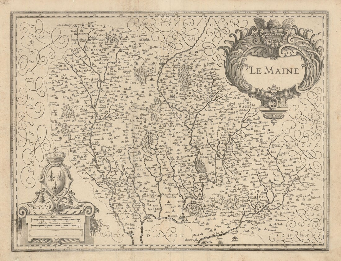 Le Maine. Sarthe & western Mayenne by Johannes Janssonius 1631 old antique map (1 of 1)