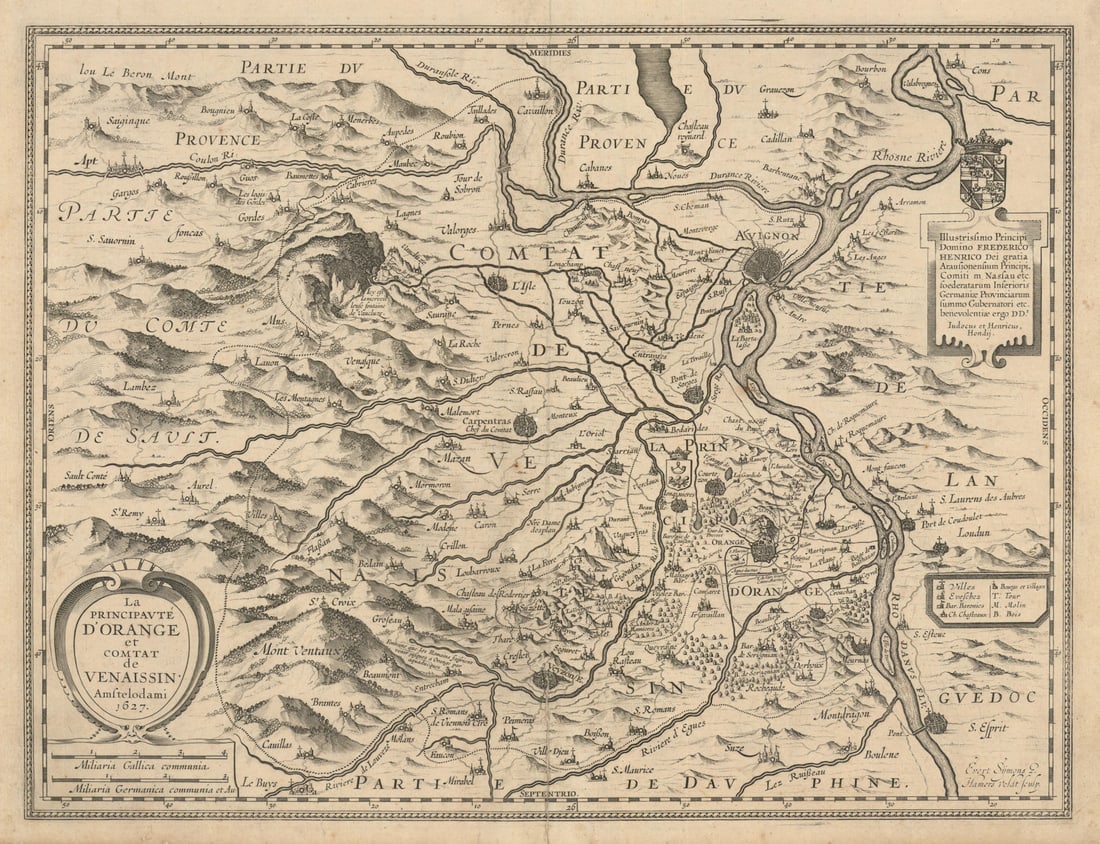 La Principauté d'Orange et Comtat de Venaissin. Vaucluse by Hondius 1627 map: Title: La Principauté d'Orange et Comtat de Venaissin. Vaucluse by Hondius 1627 map Description: La Principauté d'Orange et Comtat de Venaissin [The Principality of Orange and the County of 