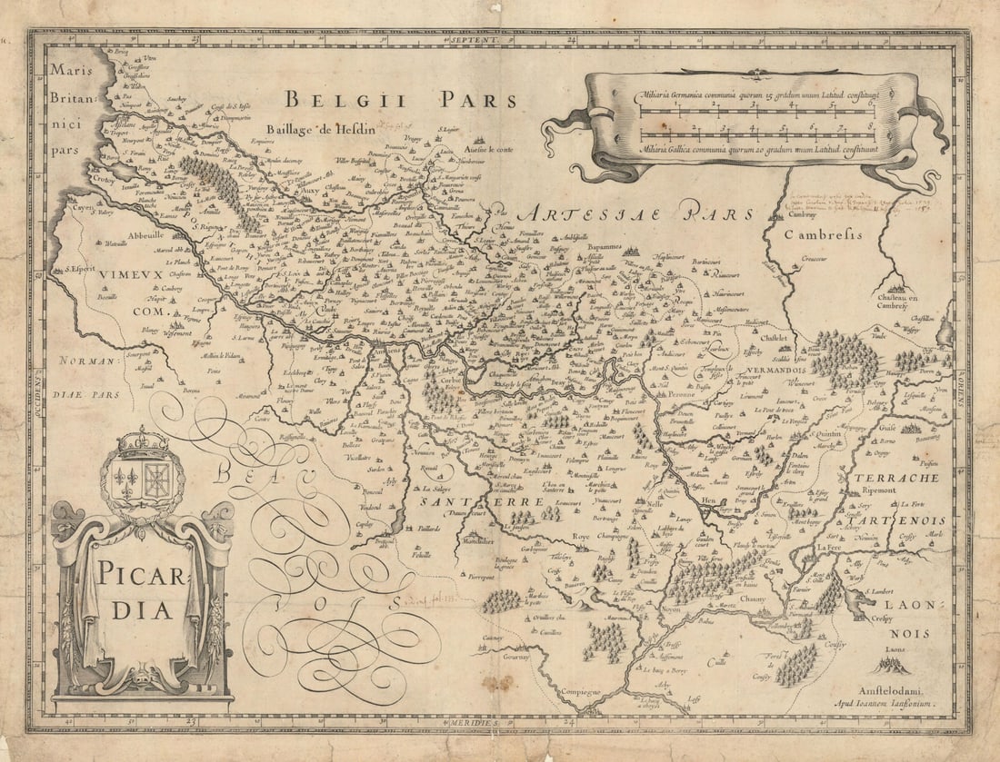 Picardia. Picardy. Somme department & adjacent areas by Janssonius c1631 map: Title: Picardia. Picardy. Somme department & adjacent areas by Janssonius c1631 map Description: Picardia [Picardy]. Picardy, now roughly corresponding with the department of Somme and adjacent areas