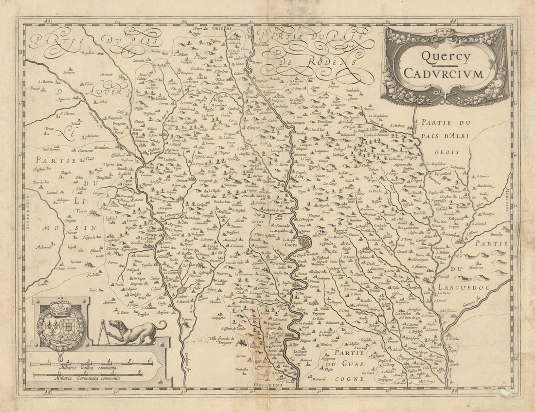 Quercy - Cadurcium. Cahors region. Lot & Tarn-et-Garonne by Janssonius 1631 map: Title: Quercy - Cadurcium. Cahors region. Lot & Tarn-et-Garonne by Janssonius 1631 map Description: Quercy - Cadurcium [Region of Cahors]. Region of Cahors, now roughly corresponding with the departme