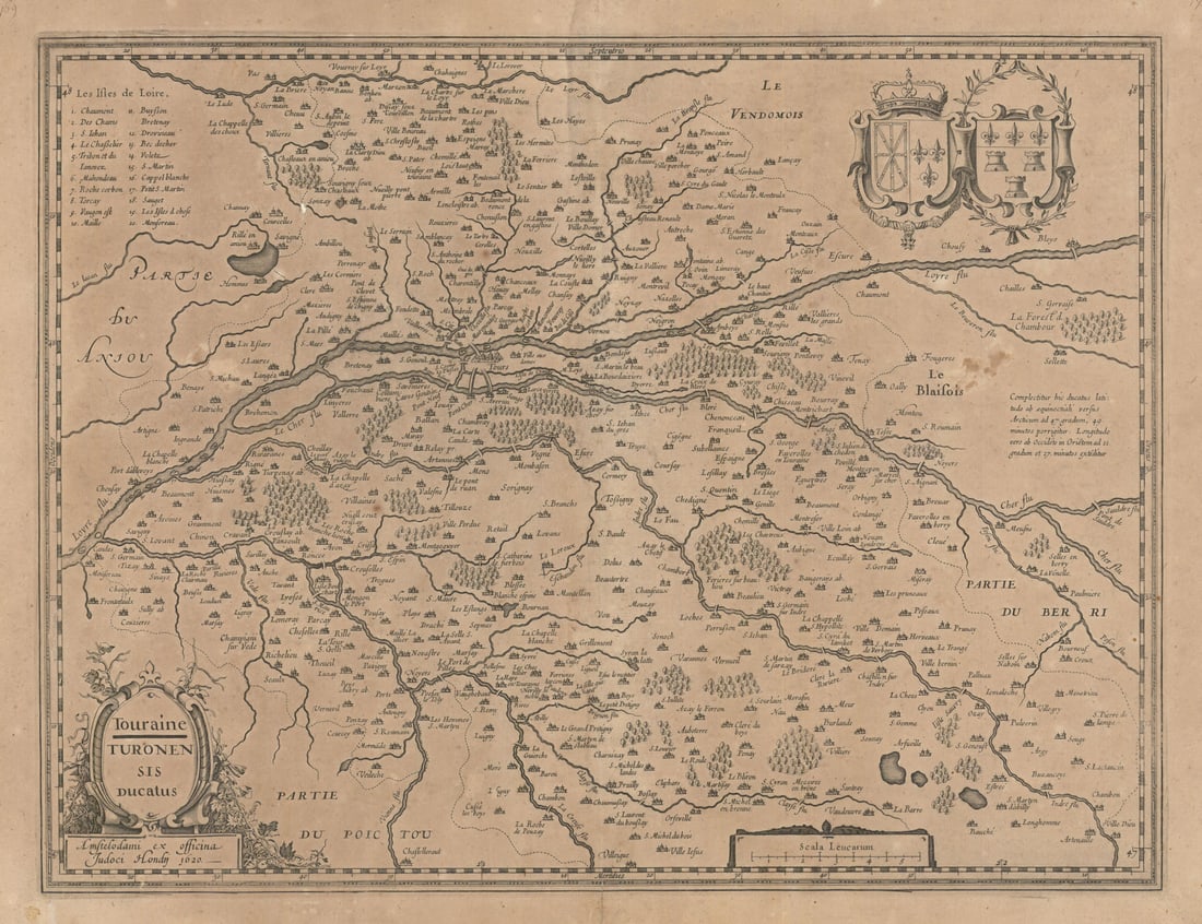 Touraine. Turonensis Ducatus. Duchy of Tours. Indre-et-Loire by Hondius 1620 map: Title: Touraine. Turonensis Ducatus. Duchy of Tours. Indre-et-Loire by Hondius 1620 map Description: Touraine - Turonensis Ducatus [Touraine – Duchy of Tours]. The Duchy of Tours, now roughly