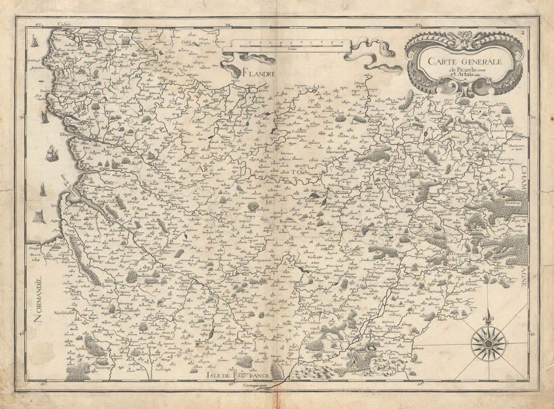 Carte Generale de Picardie et Artois by Christophe Nicolas Tassin c1634 map (1 of 1)