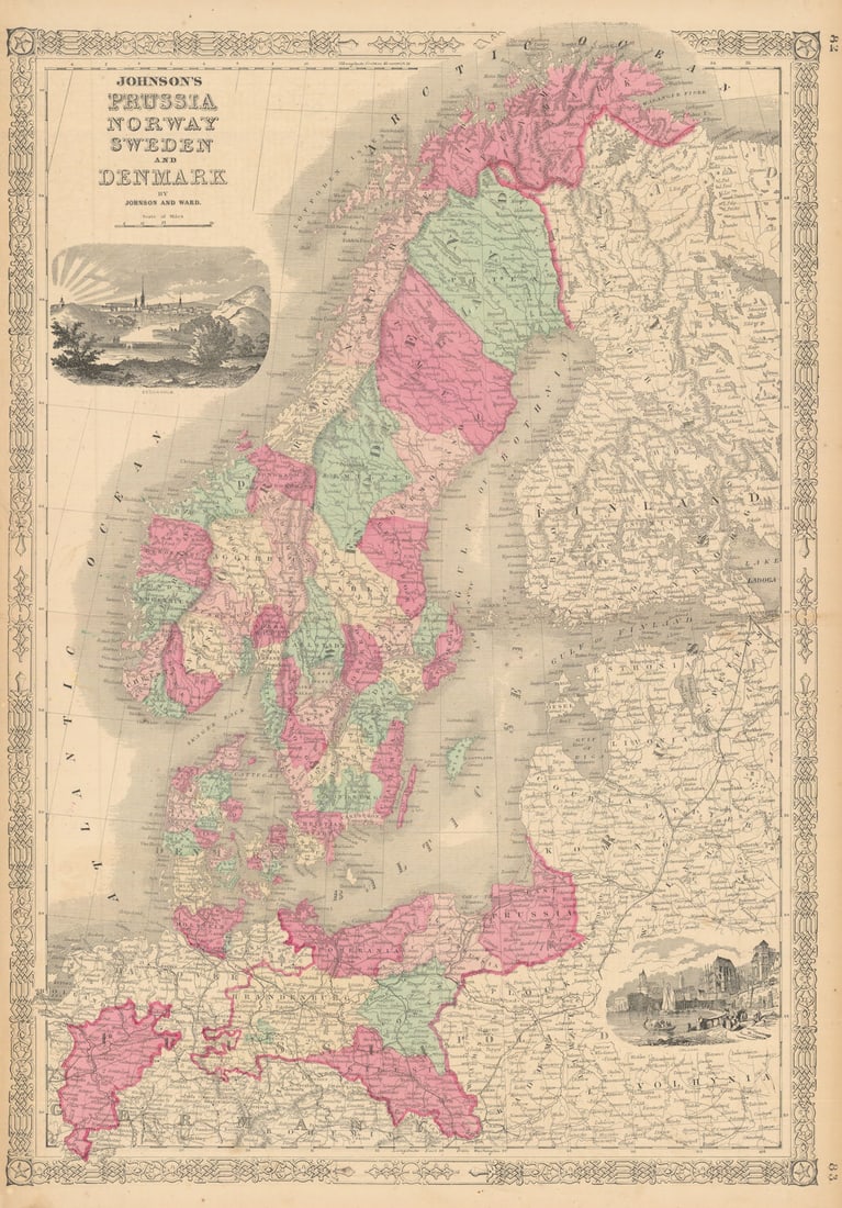Johnson's Prussia, Norway, Sweden & Denmark. Scandinavia Baltic Poland 1865 map (1 of 1)