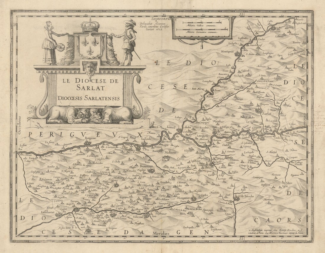 Le Diocese de Sarlat. Diocoesis Sarlatensis. Southern Dordogne. Hondius 1625 map: Title: Le Diocese de Sarlat. Diocoesis Sarlatensis. Southern Dordogne. Hondius 1625 map Description: Le Diocese de Sarlat. Diocoesis Sarlatensis [The Diocese of Sarlat]. The Diocese of Sarlat, now rou
