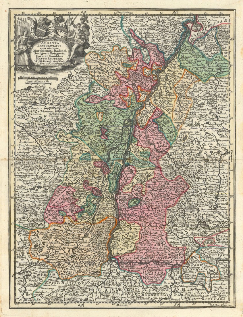 Alsatia Landgraviatus… Alsace & Baden-Württemberg. Rhine. Seutter c1744 map (1 of 1)