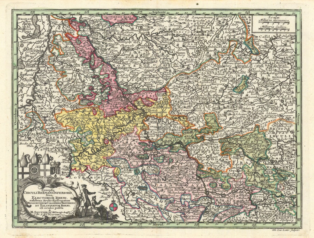 Synopsis Circuli Rhenani Inferioris… Lower Rhenish Circle. Seutter c1744 map (1 of 1)
