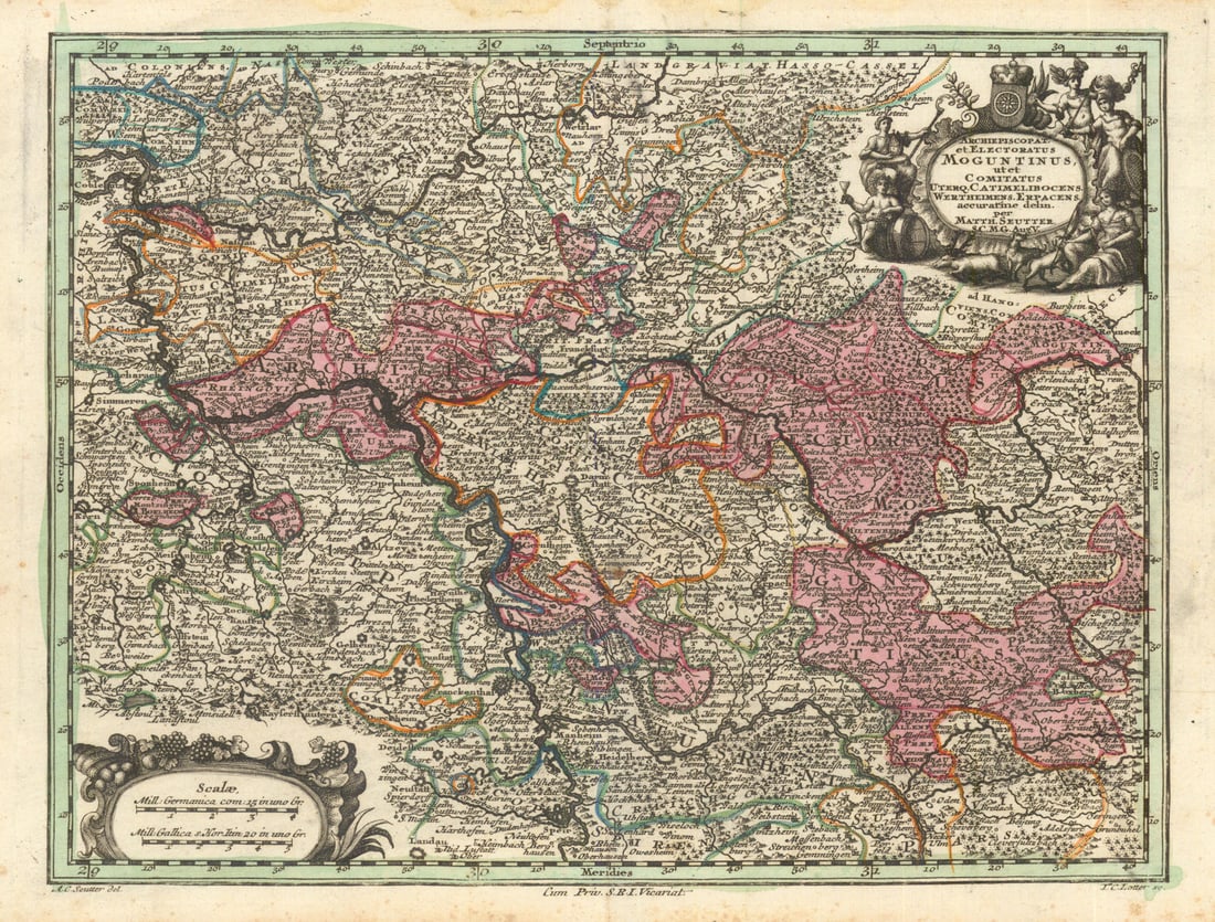 Archiepiscopat. et Electoratus Moguntinus. Mainz, Wertheim. Seutter c1744 map (1 of 1)