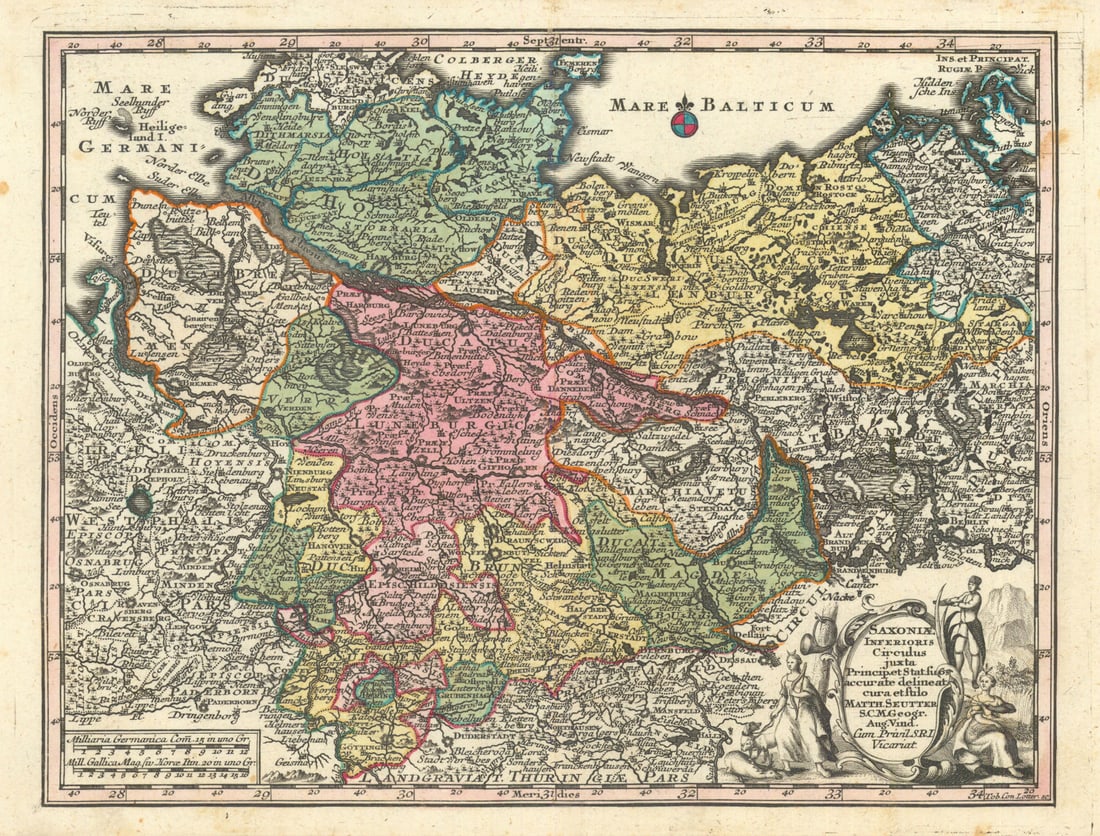 Saxoniae Inferioris Circulus… Lower Saxony & Holstein by Seutter c1744 old map: Title: Saxoniae Inferioris Circulus… Lower Saxony & Holstein by Seutter c1744 old map Description: Saxoniae Inferioris Circulus iuxta Princip. et Stat. suos accurate delineat. cura et stilo