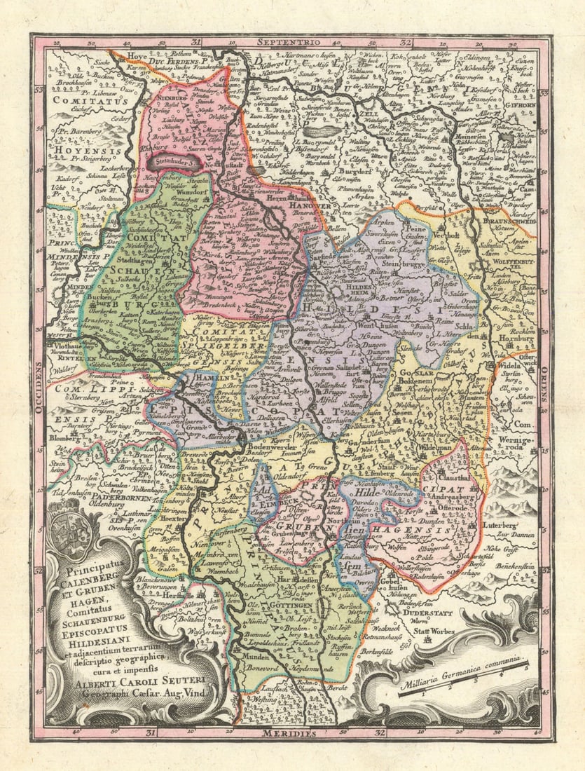 Principatus Calenberg et Grubenhagen… Lower Saxony. Matthäus Seutter c1744 map: Title: Principatus Calenberg et Grubenhagen… Lower Saxony. Matthäus Seutter c1744 map Description: Principatus Calenberg et Grubenhagen, Comitatus Schauenburg, Episcopatus Hildesiani et