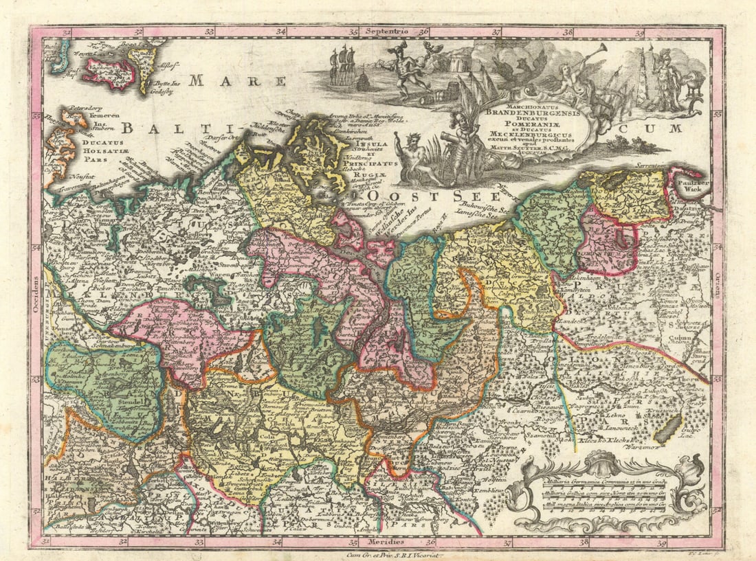 Marchionatus Brandenburgensis… Pomeraniae et… Mecklenburgicus. Seutter c1744 map: Title: Marchionatus Brandenburgensis… Pomeraniae et… Mecklenburgicus. Seutter c1744 map Description: Marchionatus Brandenburgensis Ducatus Pomeraniae et Ducatus Mecklenburgicus excusi et v