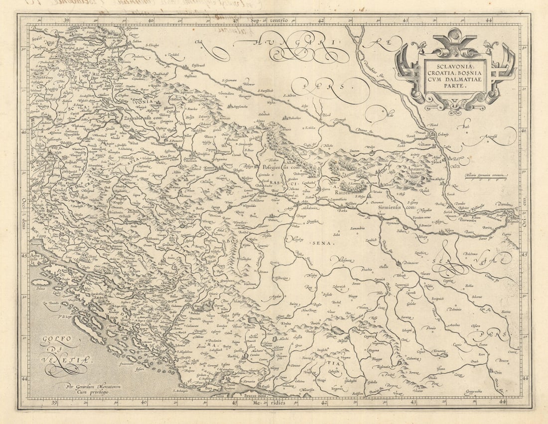 Sclavonia, Croatia, Bosnia cum Dalmatiae parte by Mercator / Hondius c1630 map (1 of 1)