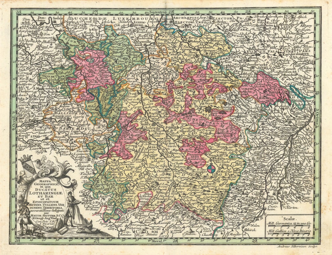 Mappa Geographica in qua Ducatus Lotharingiae et Bar… Lorraine. Seutter c1744: Title: Mappa Geographica in qua Ducatus Lotharingiae et Bar… Lorraine. Seutter c1744 Description: Mappa Geographica, in qua Ducatus Lotharingiae Et Bar ut et Episcopatuum Metens. Tullens. Verdun