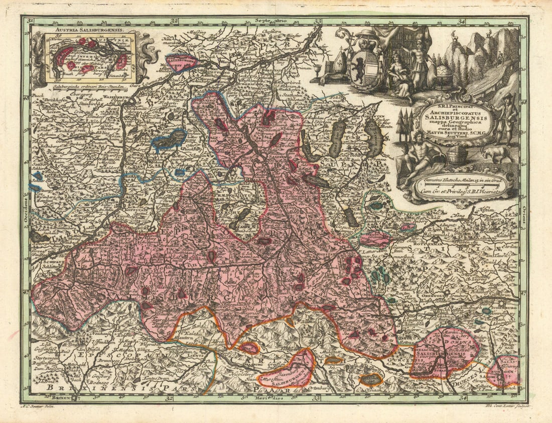 S.R.I. Principat et Archiepiscopatus Salisburgensis… Salzburg. Seutter c1744 map: Title: S.R.I. Principat et Archiepiscopatus Salisburgensis… Salzburg. Seutter c1744 map Description: S.R.I. Principat et Archiepiscopatus Salisburgensis mappe Geographica delineatus cura et