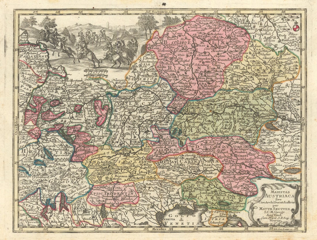 Maiestas Austriaca… Austria & Czechia by Matthäus Seutter c1744 old map (1 of 1)