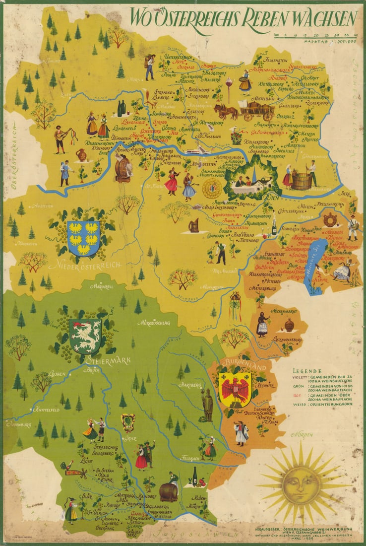 Wo Österreichs Reben wachsen. Where Austria’s vines grow. Wine map 1959 (1 of 1)
