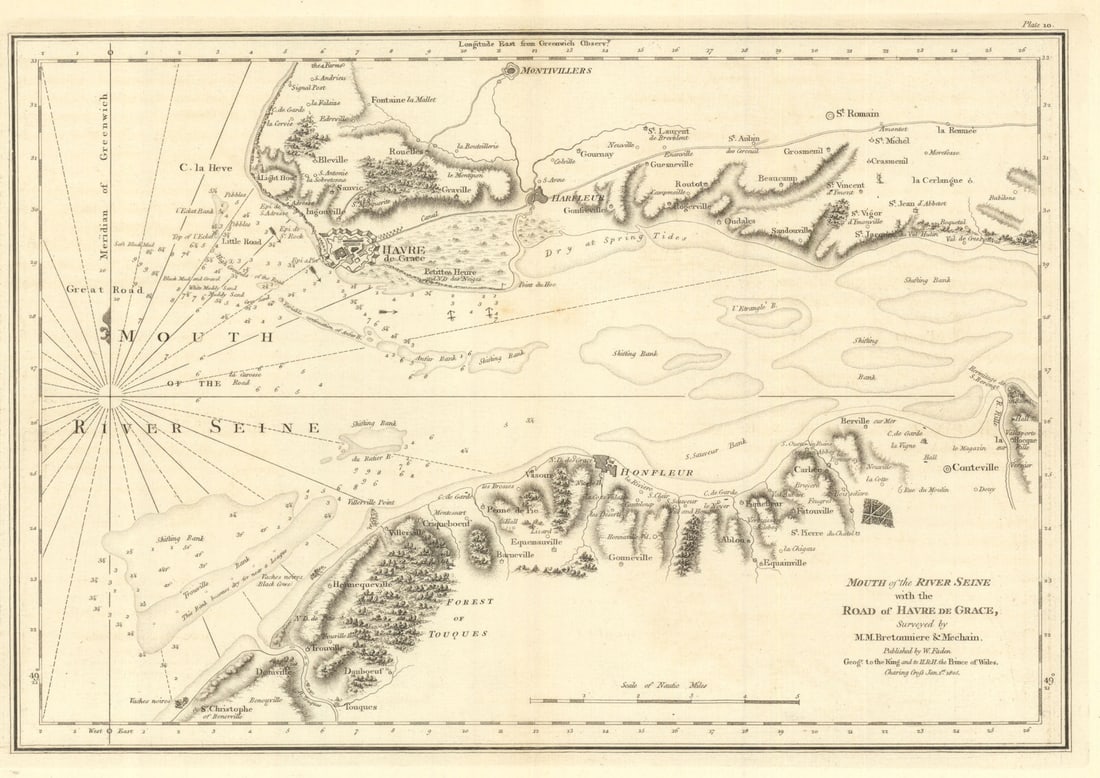 Mouth of the River Seine with the Road of Havre de Grace. William Faden 1805 map: Title: Mouth of the River Seine with the Road of Havre de Grace. William Faden 1805 map Description: Mouth of the River Seine, with the Road of Havre de Grace'. Originally published in "Le Petit