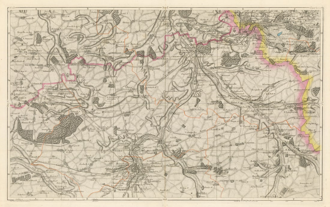Eure-et-Loir. Chartres, Épernon, Droue-sur-Drouette, Hanches. Piquet 1856 map (1 of 1)