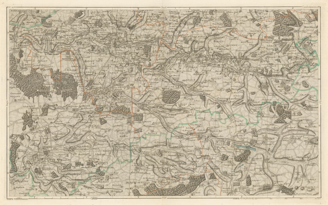 Seine-et-Marne.—Coulommiers, La Ferté-Gaucher. Piquet 1856 old antique map (1 of 1)