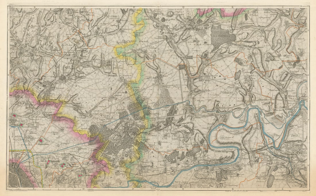 NE Paris—Seine-et-Marne/Saint-Denis—Val-d'Oise. Montreuil Lagny Meaux 1856 map (1 of 1)