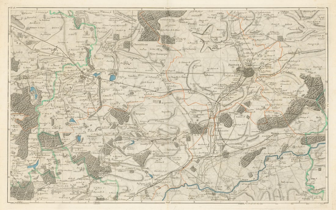 Seine-et-Marne. Provins, Nangis, Saint-Sauveur-lès-Bray. Piquet 1856 old map: Title: Seine-et-Marne. Provins, Nangis, Saint-Sauveur-lès-Bray. Piquet 1856 old map Description: Provins'. The map covers part of Seine-et-Marne including Provins, Nangis, Longueville, Gouaix, Do