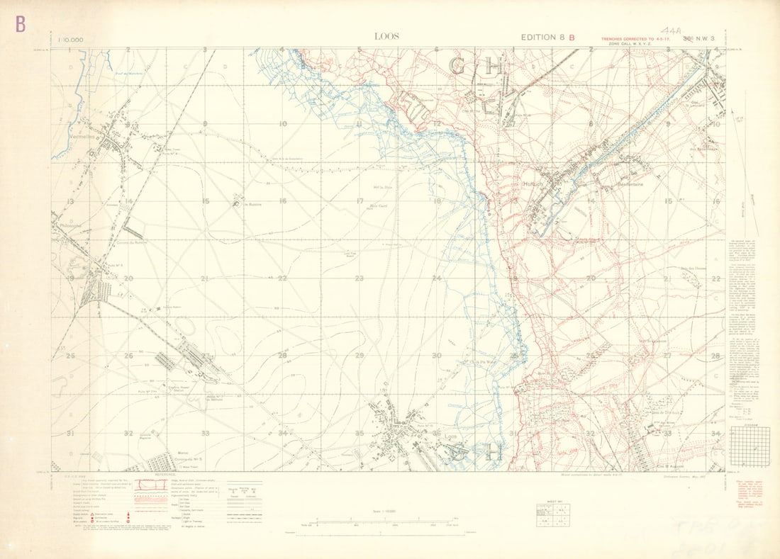 Loos First World War Trench Map GSGS 3062 Sheet 36C NW3. Edition 8B 4 May 1917 (1 of 1)