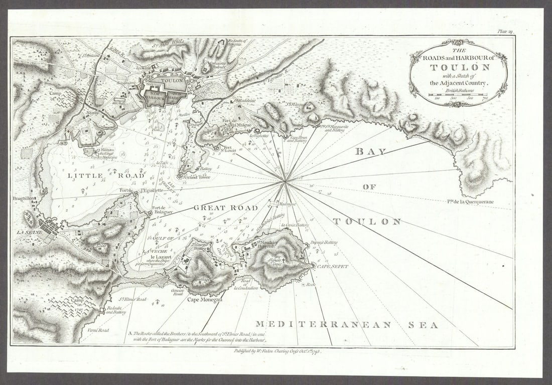 The Roads and Harbour of Toulon. Saint-Mandrier-sur-Mer—La Seyne. Faden 1793 map (1 of 1)