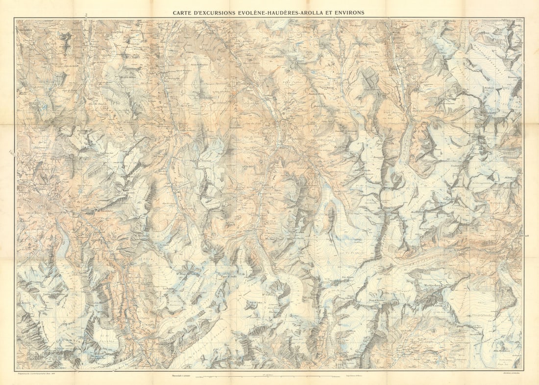 Carte d'Excursions Evolène-Haudères-Arolla—Valais—Zermatt—Verbier 1929 (1 of 1)