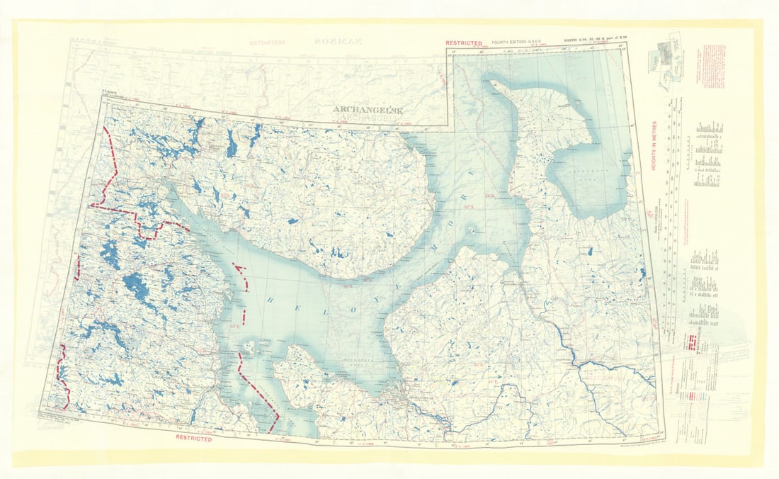 GSGS Restricted Cold War silk escape map—Archangel—North Scandinavia—Russia 1953: Title: GSGS Restricted Cold War silk escape map—Archangel—North Scandinavia—Russia 1953 Description: Archangel’sk (Archangel)— Restricted— Fourth Edition,