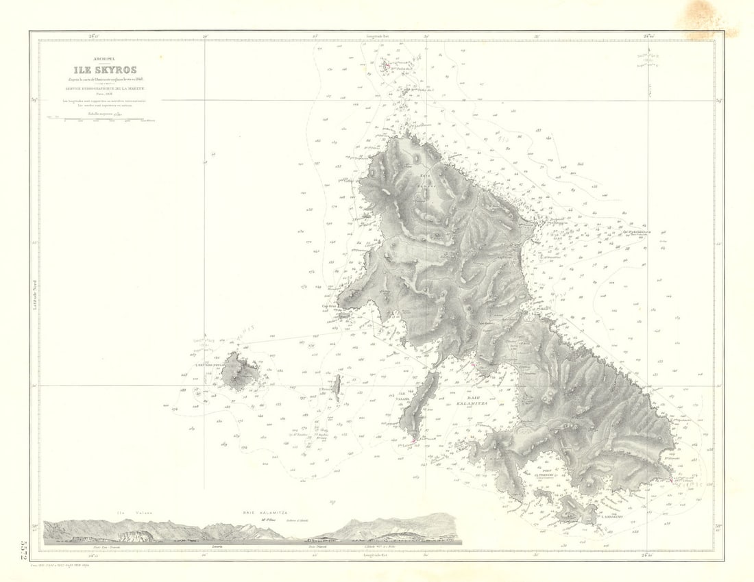 Archipel—Île Skyros—Aegean—Sporades—SHOM nautical chart 1921 (1958) old (1 of 1)