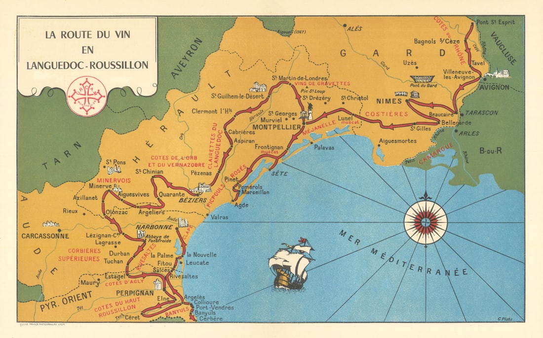 La Route du Vin en Languedoc-Roussillon—Wine region map—Minervois—Corbières (1 of 1)
