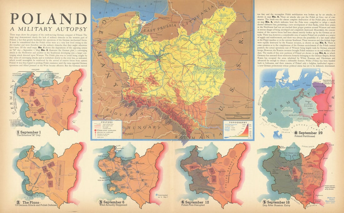 Poland—A Military Autopsy—World War 2—persuasive map—Richard Edes Harrison (1 of 1)