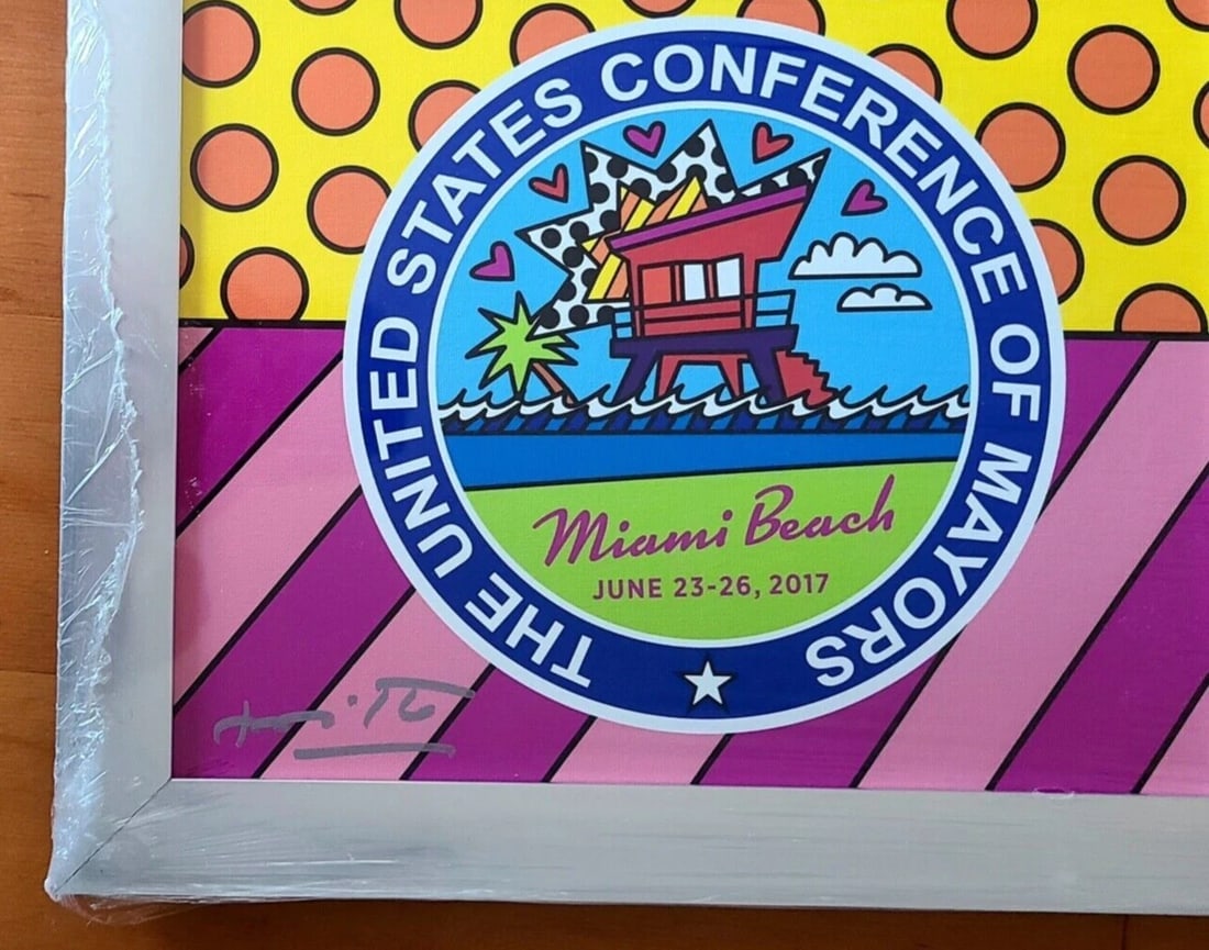 Romero Britto 2017 "USMayor's Conference " Ltd. Ed.201/300 Hand Signed Serigraph - 2