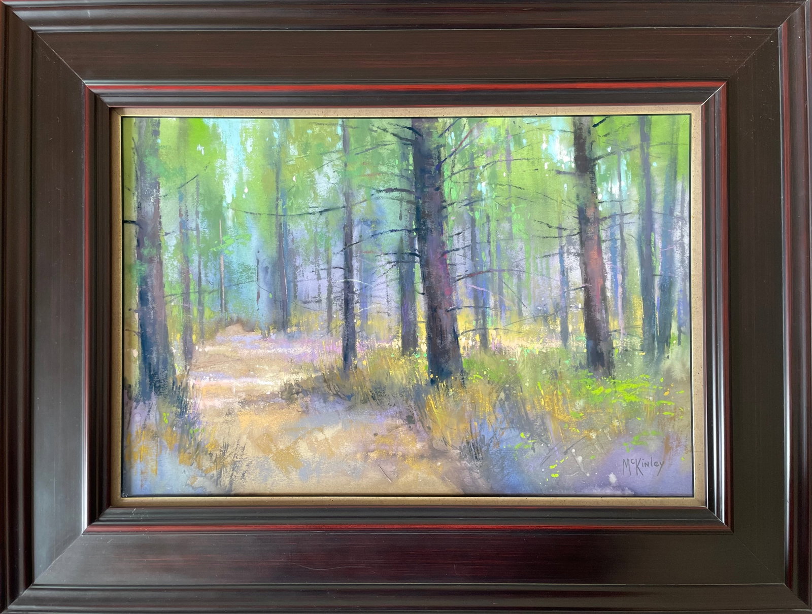 Among the Pines: Artist: Richard Mckinley Title:Among the Pines Description: Pastel en plein aire (Under Glass) Richard McKinley is a highly regarded American artist, primarily known for his exceptional work with