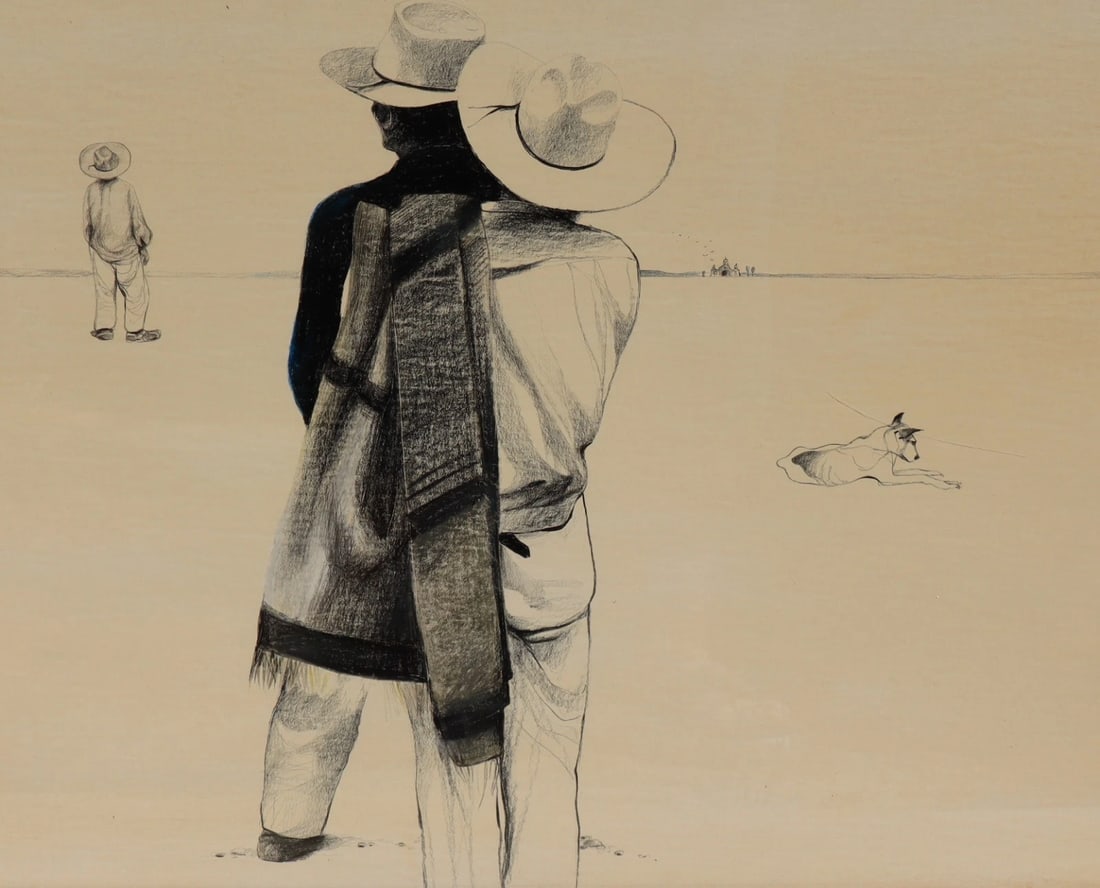GUILLERMO ACEVEDO Vaqueros of the Sonoma Desert ORIGINAL MIXED MEDIA 1972 - 2
