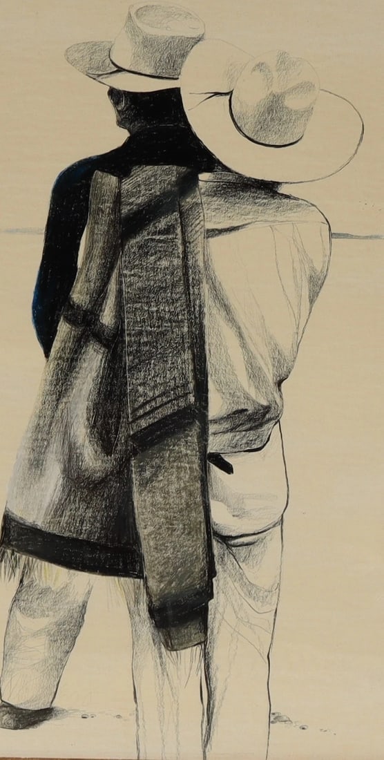 GUILLERMO ACEVEDO Vaqueros of the Sonoma Desert ORIGINAL MIXED MEDIA 1972 - 3