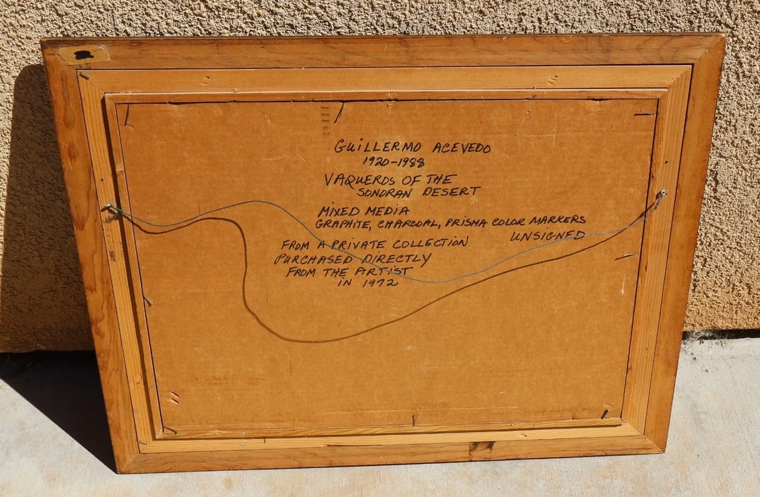 GUILLERMO ACEVEDO Vaqueros of the Sonoma Desert ORIGINAL MIXED MEDIA 1972 - 7