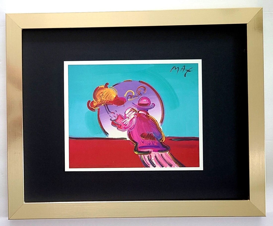 PETER MAX + AWESOME + 1990'S SIGNED PRINT + NEW GOLDEN FRAME (1 of 2)