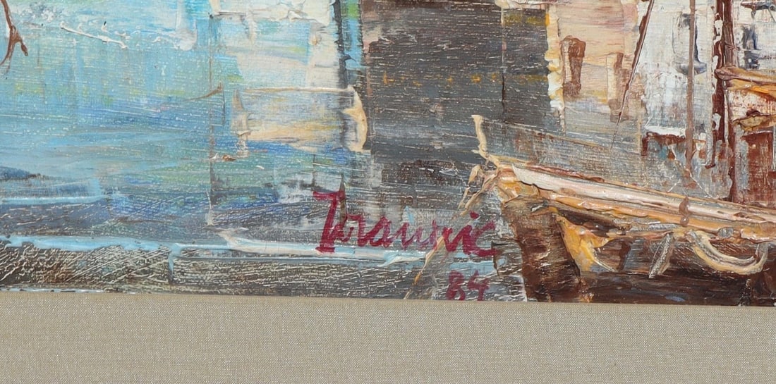 PETAR JOHANOVIC Sailboats La Ponche Saint-Tropez oil painting 1984 - 4