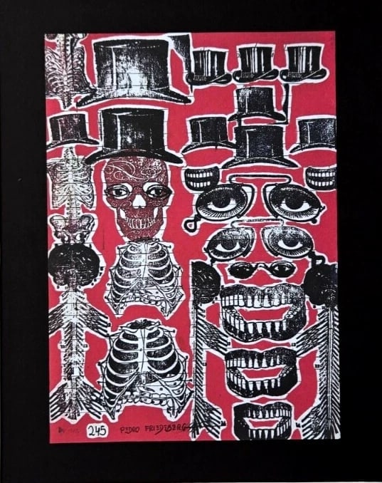 Pedro Friedeberg – “ SKELETON PARADE ” | Surrealist Symbolic Framed Print - 2