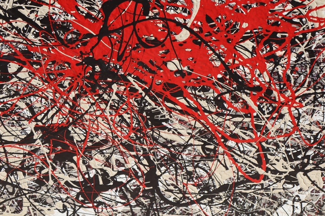 Jackson Pollock Style Modernist Abstract Expressionist Original Paintng Unframed - 3