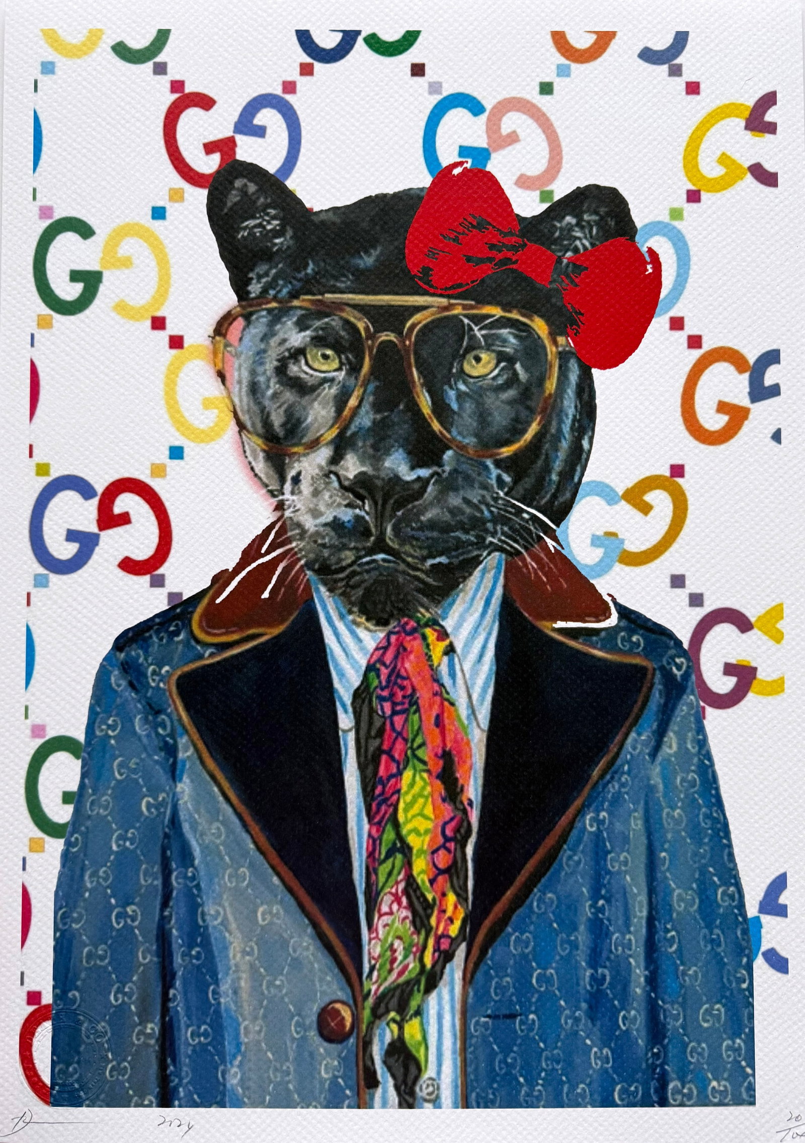 Death NYC Gucci Panther: Title:Death NYC Gucci Panther Date/Period21st Century Materials:Giclee on Fine art 300 gsm paper Size:17 3/4 x 12 1/2 inches Description:Artist: Death NYC, limited edition giclee on paper, out of eddi
