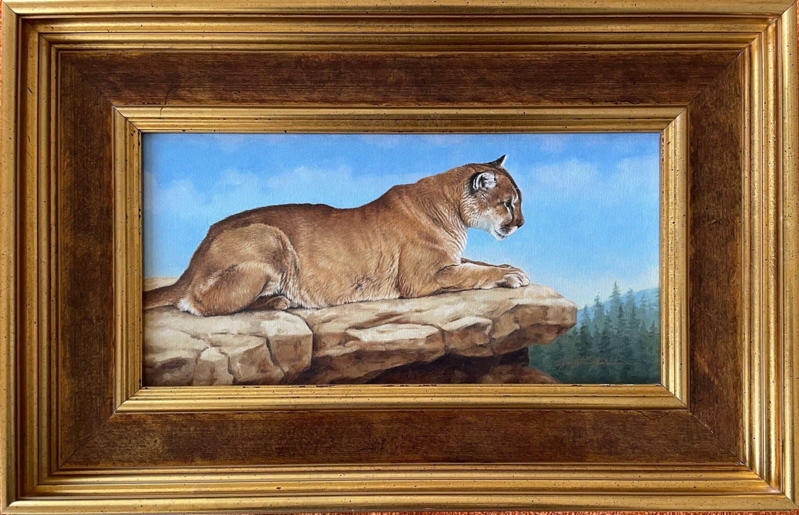 Overlook: Artist: Krystii Melaine Title:Overlook Description: Mountain Lion / Cougar; Krystii Melaine is an award-winning fine artist known for her realist paintings, particularly those depicting the American W