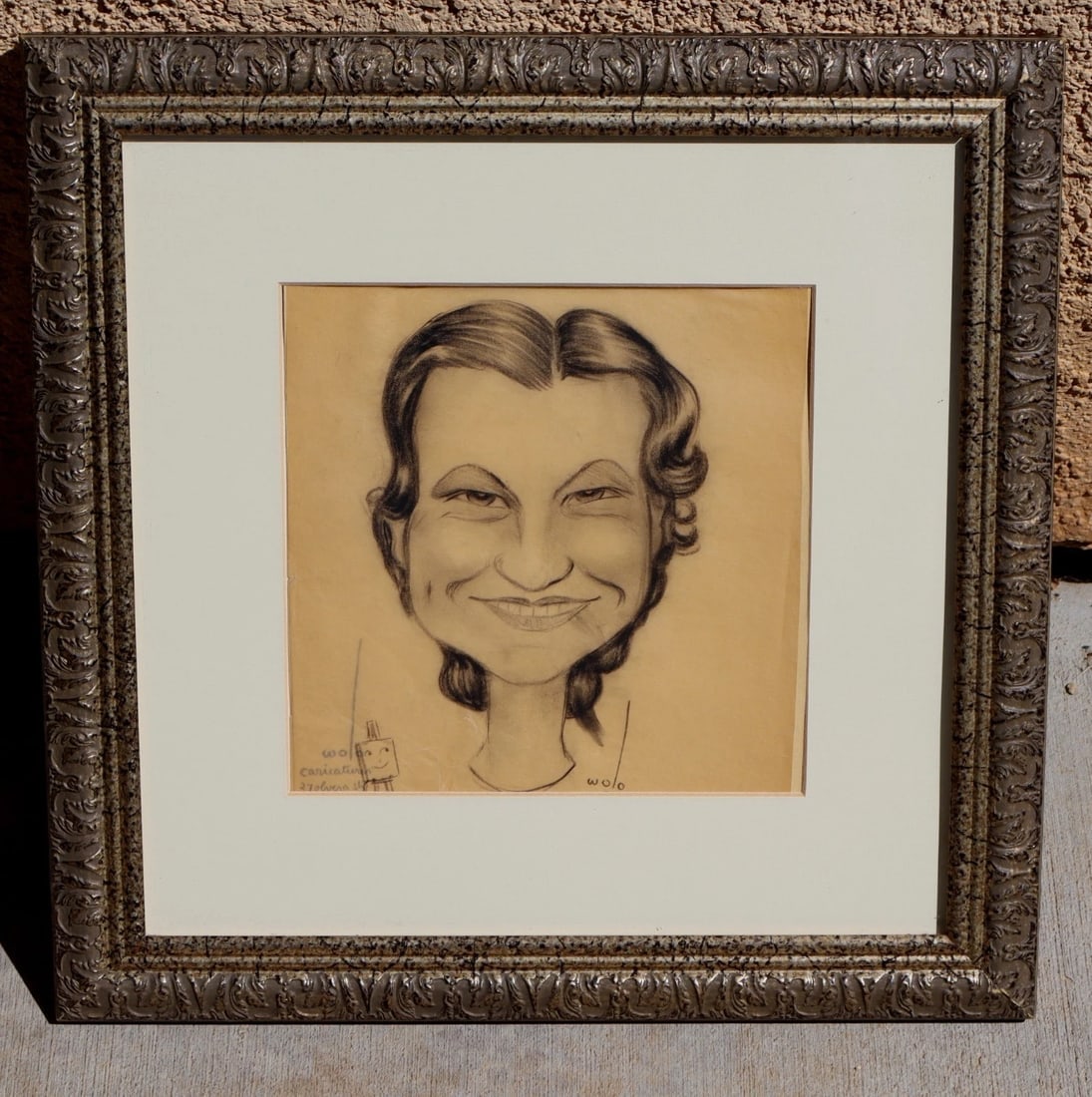 WOLO TRUTZSCHLER Olvera Street Caricature Artist Charcoal Portrait of Lady 1932: Title:WOLO TRUTZSCHLER Olvera Street Caricature Artist Charcoal Portrait of Lady 1932 Description:Wolo Trutzschler (1902-1989). Original Charcoal Caricature of a Woman, 1932, done on Olvera Street